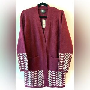 NWT Frye Burgundy Open Front Cardigan Sweater| Size Small